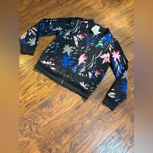 Adidas girls size 10/12 zip up track jacket with floral print